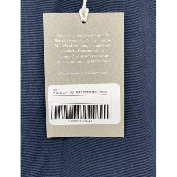 Everlane Performance Men's Chino Navy Blue Pants Size 32x30 Straight Leg NWT - Picture 3 of 9